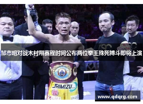 邹市明对战木村翔赛程时间公布两位拳王殊死搏斗即将上演