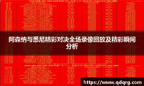 阿森纳与悉尼精彩对决全场录像回放及精彩瞬间分析